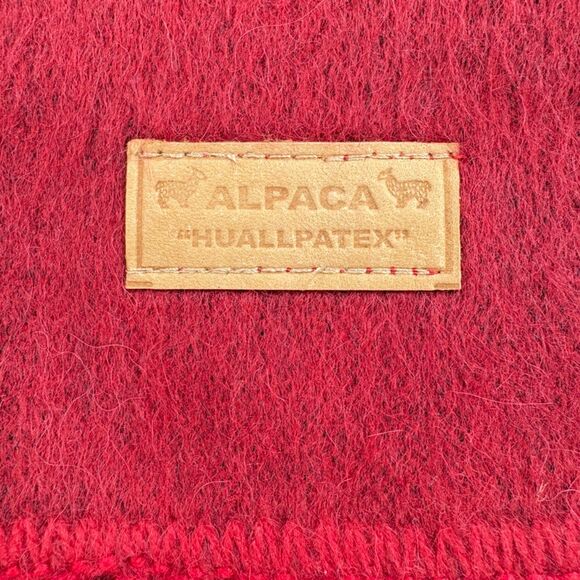 Huallpatex Baby Alpaca Red Scarf with Fringe, Soft Cozy Warm Gift - Picture 6 of 6